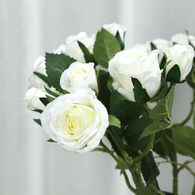 China Silk Flowers JAF-19 6 Main Flower Centerpieces Wedding Touch Artificial Rose Flowers Decor Bouquet Latex Real Rose Flower for sale