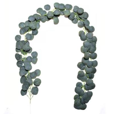 China In silk FOR EXAMPLE. - 032 Green Plant Artificial Silk Eucalyptus Garland Green Artificial Eucalyptus Garl For Studio Shooting Props for sale