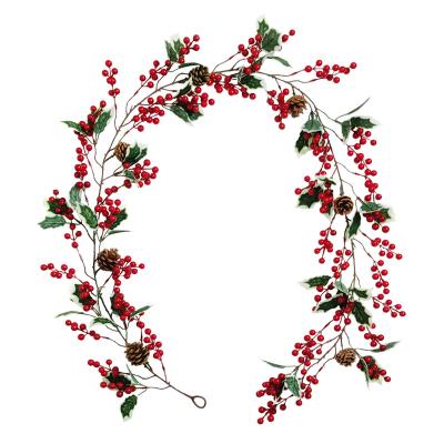 China In silk FOR EXAMPLE. - Artificial Silk Garland Artificial Red Berry Garland Christmas Style 057 for wedding decoration for sale