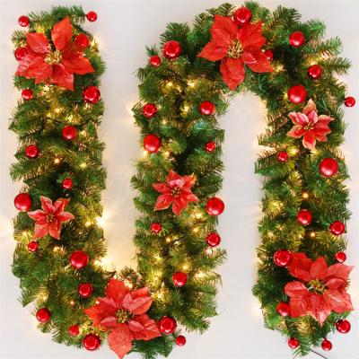 China PVC JEG-060 With Light Christmas Garland Artificial Greenery Garlands For Christmas Decoration for sale