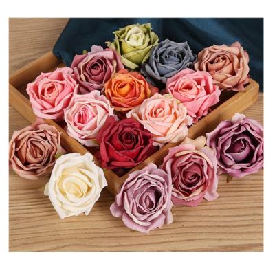 China FH-006 Large Hot Sale Silk Colorful Roses Flower Head Artificial Flower Head For Rose Head Wedding Backdrop Decoration for sale