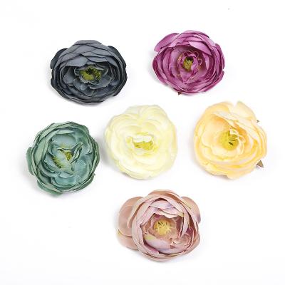 China FH-016 Wholesale Bulk Colorful Silk Artificial Decoration Large Rose Flower Heads For Wedding for sale