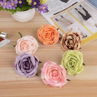 China FH-022 High Quality Silk Wedding Rose Head Artificial Flower Heads Silk Flowers For Main Roses for sale