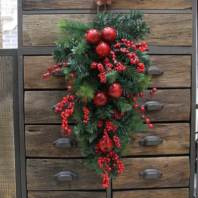 China JFW-036 Hot Sale PVC Christmas Braid Hanging Door Wreath Christmas Wreath for sale