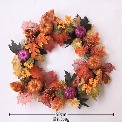 China JFW-040 Large Artificial Halloween Rattan Garland Christmas Silk Braid Autumn Wreath for sale