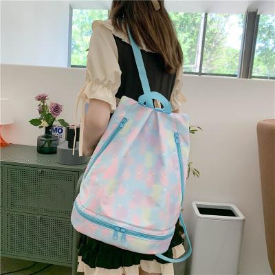 China Fashion Woman Sport Gym Lady Bag Swimming Yoga Nylon Portable Gym Garment Backpack For Girl With Shoes Compartment for sale