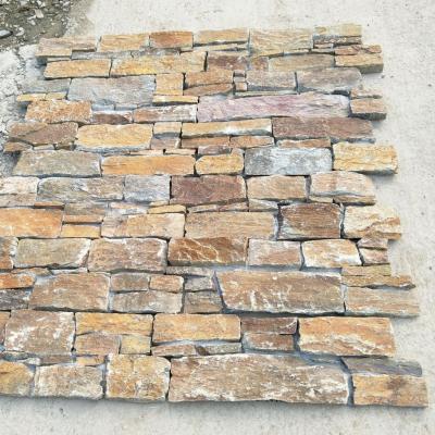 China For Wall Decoration Slate Culture Natural Rusty Stone Ledge Stone Stacked Panel Decorative Thin Veneer Wall Cladding Whole Sale for sale