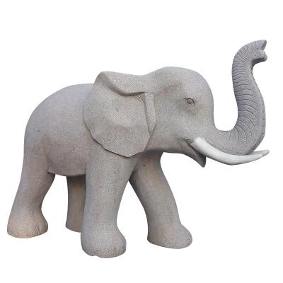 China Traditional Natural Stone Garden Ornament White Marble Feng Shui Elephant Statues for sale