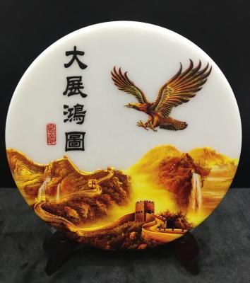 China China natura lwhite marble arts&crafts with 3D pictures, plates on tables for decoration for sale