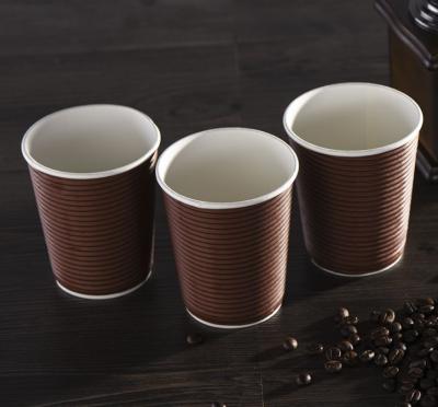 China 8 12 oz Double Wall Corrugation Wholesale Recyclable Disposable Eco Friendly Paper Corrugated Coffee Cups with Plastic Lids for sale