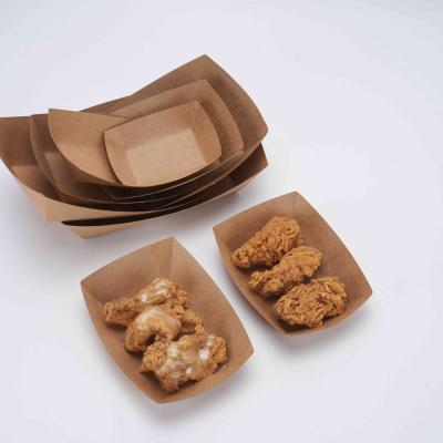 China Brown Custom Disposable Food Barbecue Disposable Collapsible Snack Packing Kraft Paper Box Packing Paper Box Takeaway Packing Ship for sale