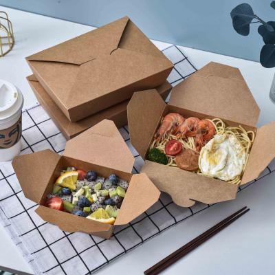 China Disposable Paper Packaging Disposable Old Fashioned Environmentally Friendly Food Box Brown Kraft Paper Food Bowl for sale