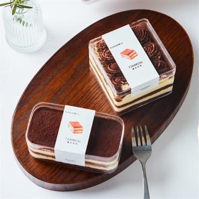 China Recyclable Cake Pet Tiramisu Dessert Packaging Box Hard Plastic Dessert Boxes Transparent Dessert Boxes Clear Lid for sale