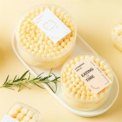 China Recyclable Soymilk Cake Round Personalized Hard Plastic Transparent Dessert Box Mousse Cake Gift Packaging With Lid for sale