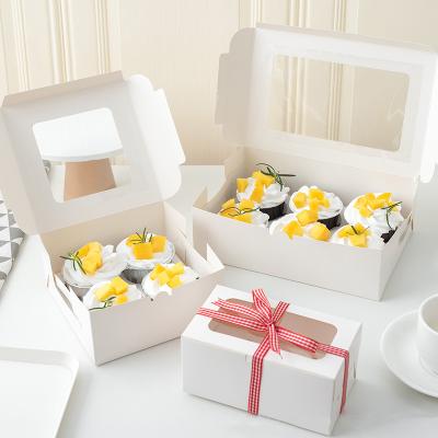 China 2 4 6 12 Pcs Recyclable Christmas Packaging Gift Boxes Custom Paper Recyclable Biodegradable Cupcake Boxes With PVC Window for sale