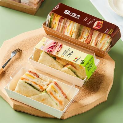 China Disposable Sandwich Box PET Sandwich Packaging Box Wholesale Disposable Biodegradable Clear Plastic Sandwich Box for sale