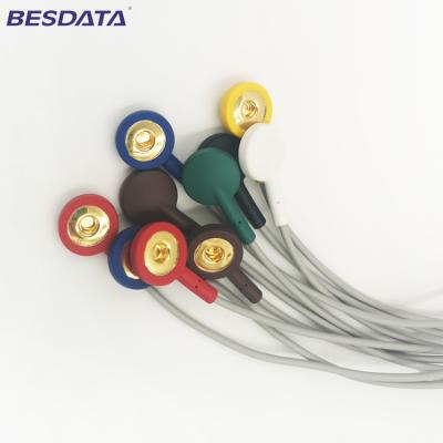 China TPU Material ECG EKG Cables shielded Leadwires 4 Leads Colorized Cable Snap IEC Din 1.5mm Plug nihon kohden Te koop