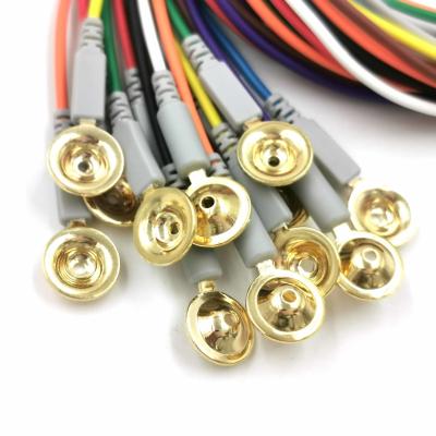 China Gold coated cup electrode leadwire Neurofeedback dry EEG 1.5mm Din sensor Cap Te koop