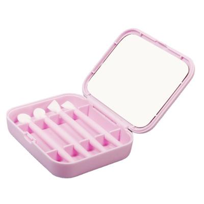 China Angular Blush New 4pcs Small Reusable Silicone Eyeshadow And Lip Makeup Set Brush With Case Mirror for sale