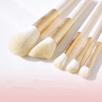 China 5pcs Wooden Make Up Professional Golden Abrasive Brushes Tube Makeup Tools for sale