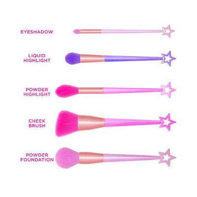 China Shiny Fan Brush 5pcs Star Shape Makeup Brush Set Foundation Powder Eyeshadow Contour Concealer Blush Cosmetic Beauty Make Up Tools for sale