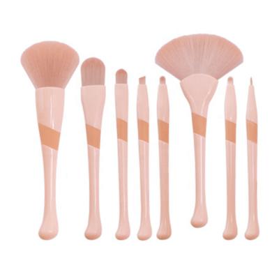 China Angular Blush New Pink 8pcs Makeup Brush Set With Bag for sale