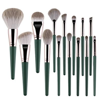 China Factory New Full Set 14pcs Makeup Brush Set Soft Handle High Quality Wooden Makeup Brushes Beauty Tools For Beginners for sale