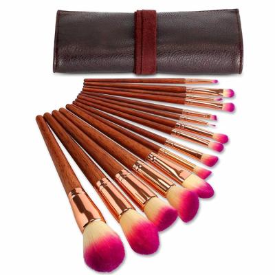 China Angular Blush Professional 15Pcs Make Up Brush Synthetic Foundation Powder Eyeshadow Eyebrow Blend Make Up Brushes Kit With Bag for sale