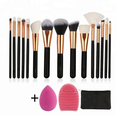 China Angular Blush Pro 15pcs Makeup Brush Set Eyeshadow Eyeliner Powder Foundation Blush Lip Beauty Make Up Brush Tools and Cosmetic Bag for sale