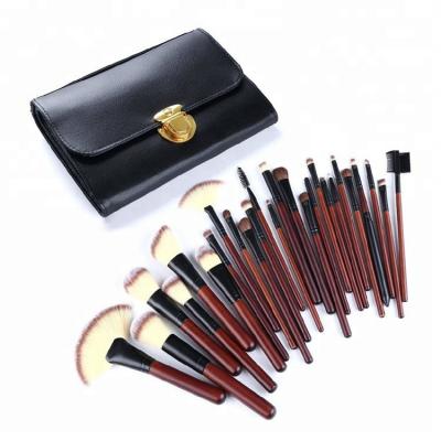 China Fan Brush Custom Logo Mahogany Wood Handle Professional Custom Hair 18pcs Maquiagem Makeup Brush Set for sale