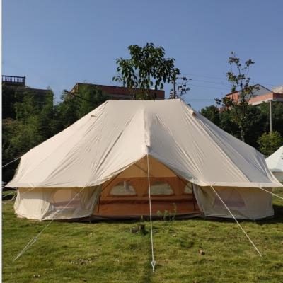 China Hot Selling Cotton Canvas Outdoor Family Camping Straight Big Bell Tent Tying Type for sale