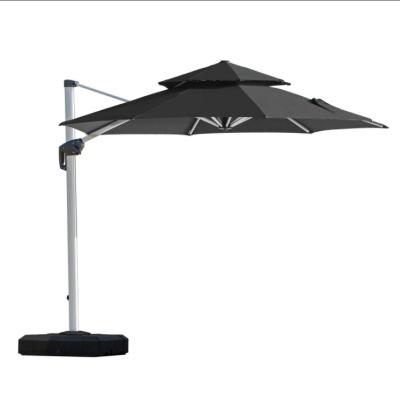 China Traditional 11 Feet Double Top Luxury Patio Umbrella Offset Outdoor Hanging Umbrella Market Umbrellas, Black for sale