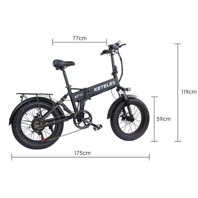 China Wholesale Price 250W/500W/1000W Aluminum Alloy Fat Bike KETELES KF10 20x4.0 Electric Bike KETELES KF10 20x4.0 Thumb Tire Folding E-Bike for sale