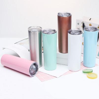 China Wholesale 12oz 16oz 20oz PORTABLE Double Wall Vacuum Insulated Lean Stainless Steel Tumbler Cup With Lid And Straw for sale