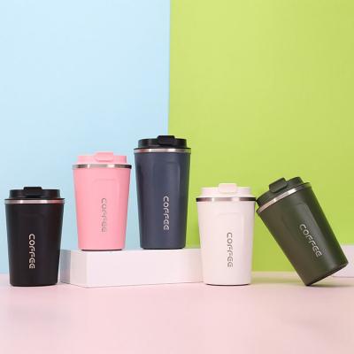 China Customized PORTABLE 380ml 500ml Vacuum Insulated Double Walled Stainless Steel Coffee Mug Thermo Mug With Plastic Lid for sale