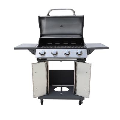 China Easy Assembled Easy To Clean 4 Burner Gas BBQ Grill Top Rated Stainless Steel Gas Grill With Two Folding Side Shelves for sale