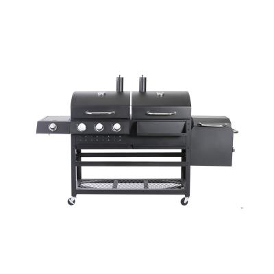 China Heavy Duty Multifunctional Easily Gathered Charcoal and Gas Combination Charcoal Grill Gas Grill Combination Hybrid Outdoor Gas Grill Smoker for sale