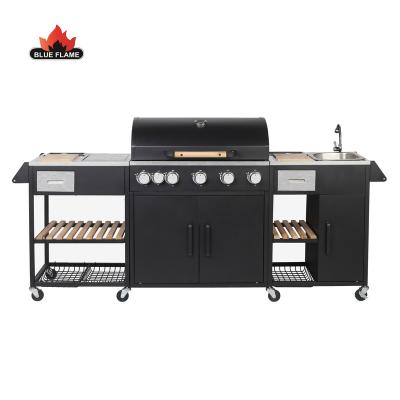 China New Easily Assembled Outdoor Gas BBQ Grill with Sink and Stainless Steel Table Combine Kitchen Series BBQ in Garden Backyard for sale