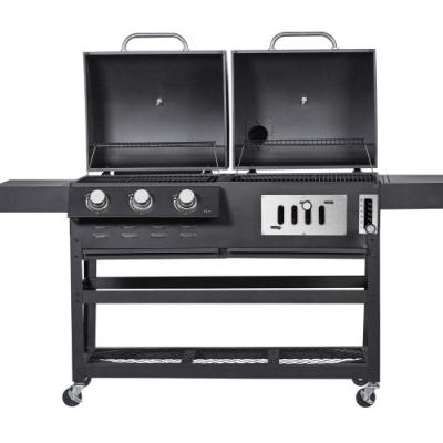 China Easily Assembled BBQ Maker Black Grill Cart Gas Charcoal Combination BBQ Grill Grills Charcoal Gas Grill for sale