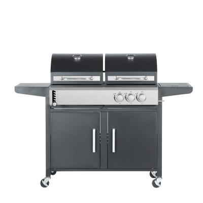 China Factory Direct Easily Assembled Black Charcoal And Gas Stove Grills Double Use Charcoal Grill Gas Grills Factory for sale