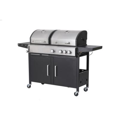 China Easily Assembled Portable BBQ Maker Gas BBQ Combo Grill with Side Burner Gas Charcoal Grill 2 in 1 Grill for Outdoor for sale