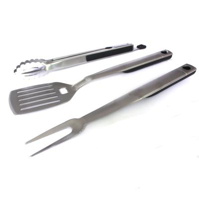 China Easily Cleaned Multi Function Camping Stainless Steel Barbecue Tool Kit 3pcs BBQ Grill Accessories All Grill Tool Kit for sale