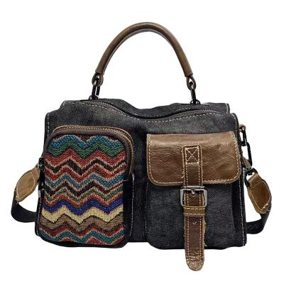 China Other contrast 2022 national fashion new multi-use national retro style canvas embroidery handheld backpack for sale