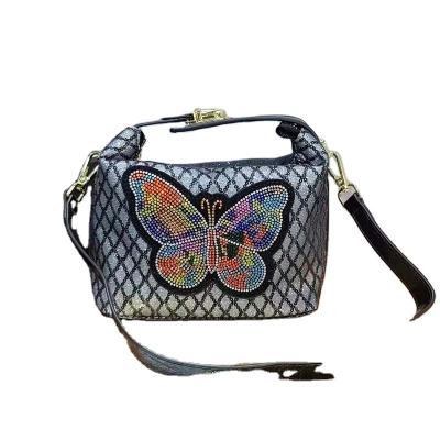 China Fashionable Butterfly Heavy Industries Daily Used Hot Diamond Women Niche Lunch Box Bag Cross-body Bag for sale