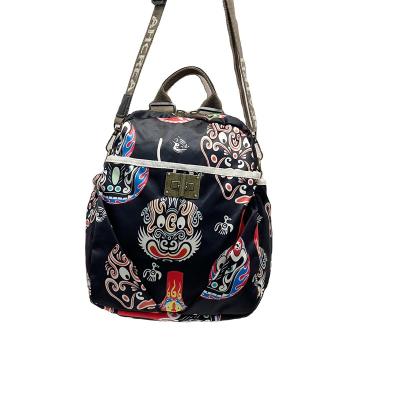 China 2023 Other Women's Designer Custom Vintage Lock Print Twill Fabric Decorated Backpack For Ladies for sale