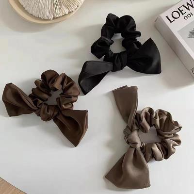 China Women Girls Hair Accessories Cute Bowknot Silk Rabbit Hair Scrunchies Women Girls Solid Elastic Hair Band Ties Elegant Ponytail Holder Hair Accessories for sale