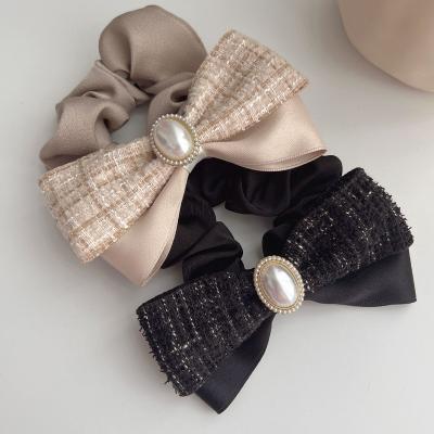 China Women Girls Hair Accessories Korean Woman Elegant Elastics Rubber Hair Band Vintage Black Woman Girls Hair Scrunchies Ties Ladies Ponytail Hold Accessories for sale