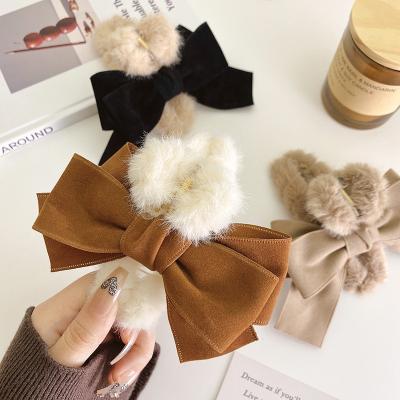 China Women Girl Daliy Life Hair Accessories Big Size Warm Plush Hair Claw Clip Winter Autumn Shark Hairpins Bow Knotted Large Barrette Women Girls Fashion Hair Accessories for sale