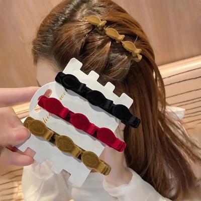 China Women Girls Hair Decoration Korea Romantic Women Velvet Hairpin Wine/Black Lovely Back Head Bangs Clip Solid Color Cute Girl Side Clip Fashion Accessories for sale