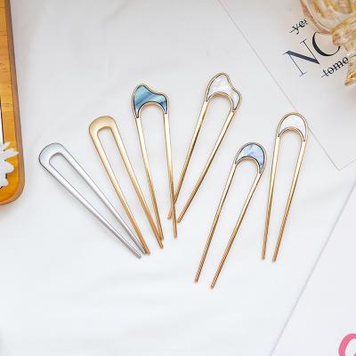 China Women Girls Hair Decoration Fashion Elegant U-shaped Metal Hairpins Simple Women Girls Ponytail Hair Clip Vintage Hair Stick Fork Hair Styling Accessories for sale